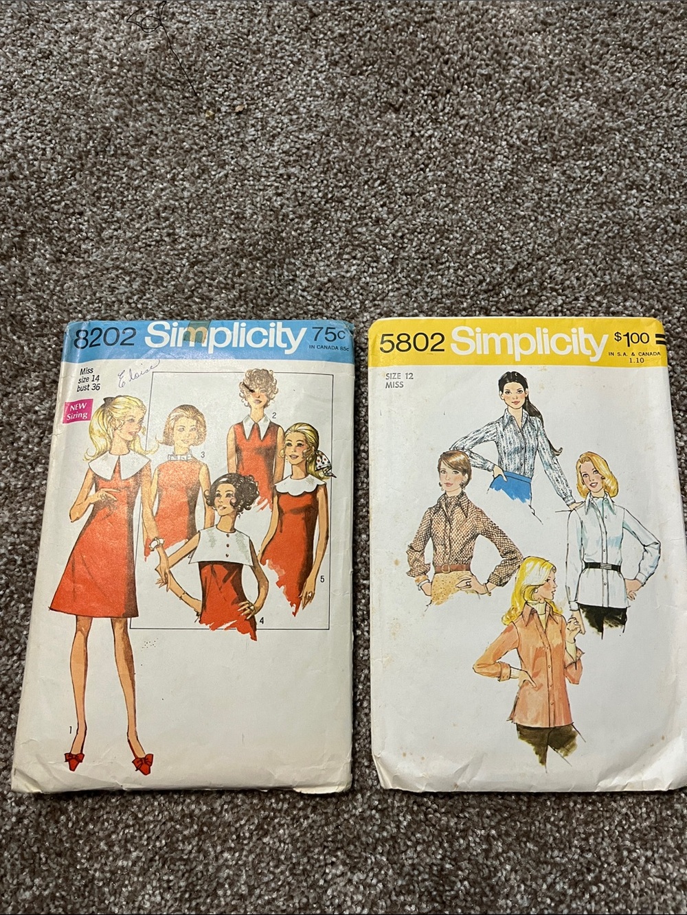Simplicity Vintage Sewing Pattern One has 5 Great Collar Styles to sew.